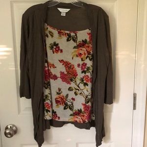 Cardigan with Floral Tank attached